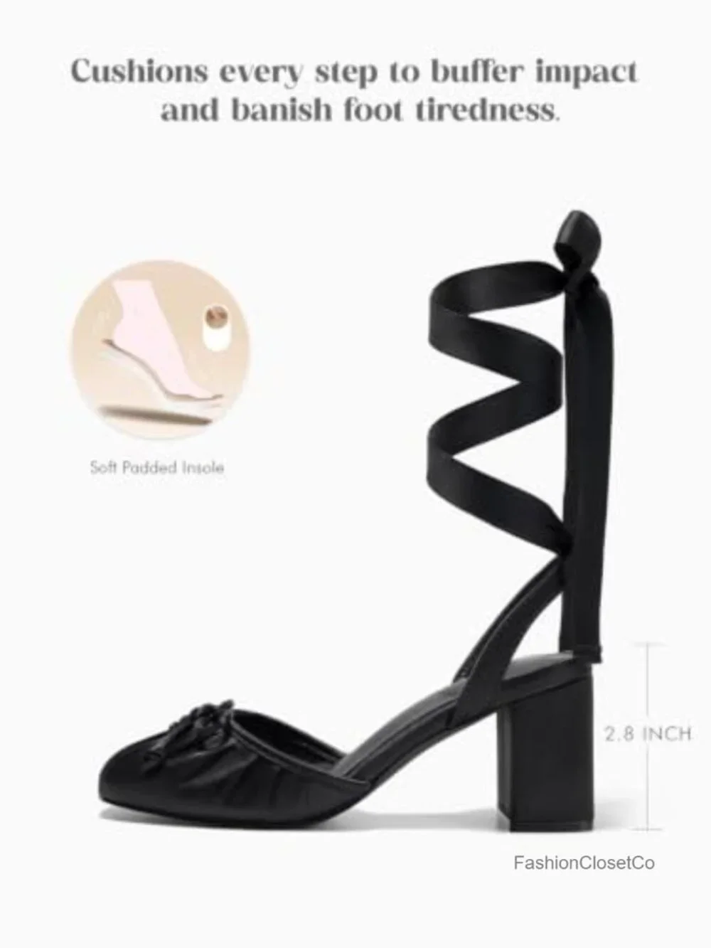 Ballet Heels for Women Bow Closed Square Toe Chunky Block Heel Pumps Satin